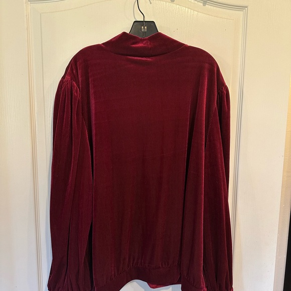 Cato women’s burgundy long sleeve velvet blouse plus size 26/28W - Picture 3 of 6